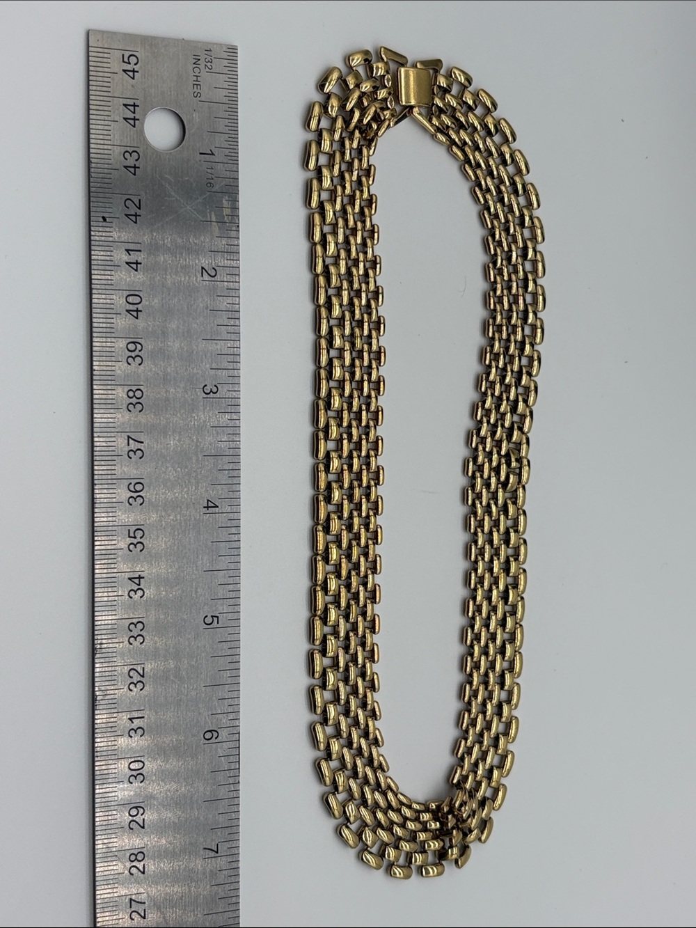 Gold Multi-Row Link Necklace Layered Statement Women Jewelry - Picture 4 of 4